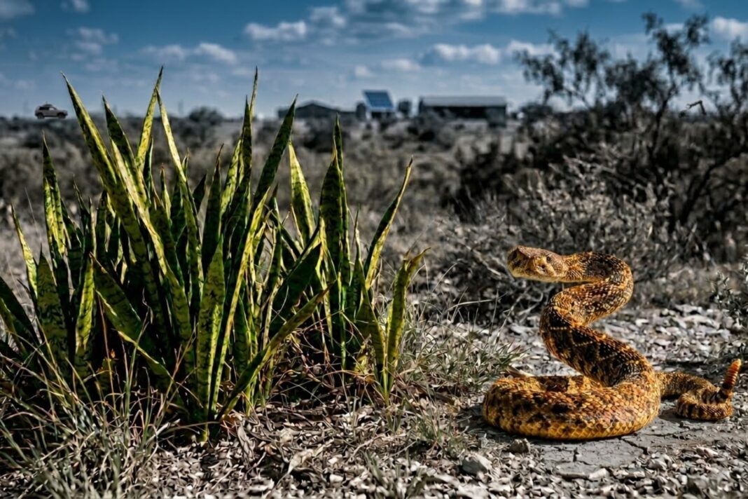 Imagen de un jardín con plantas como lavanda y cactus, que pueden ayudar a mantener alejadas a las serpientes.