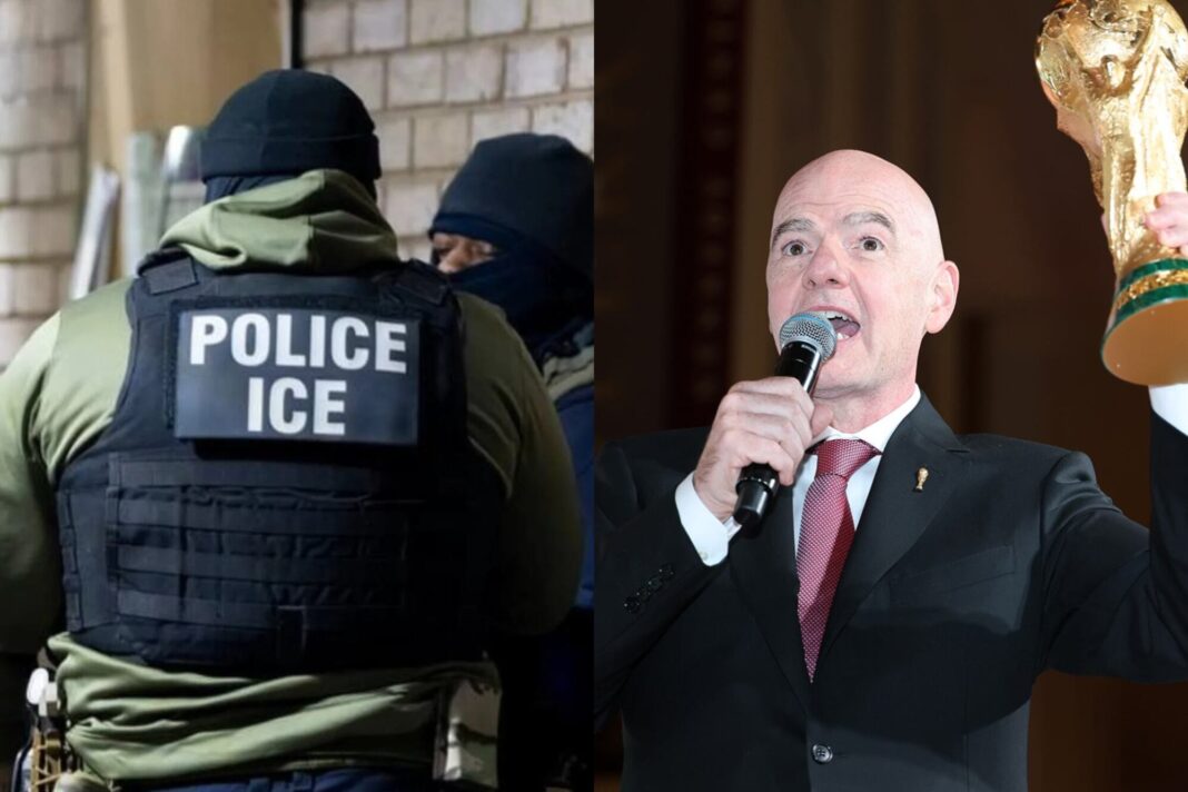 Logo de Amnistía Internacional y balón de fútbol del Mundial 2026