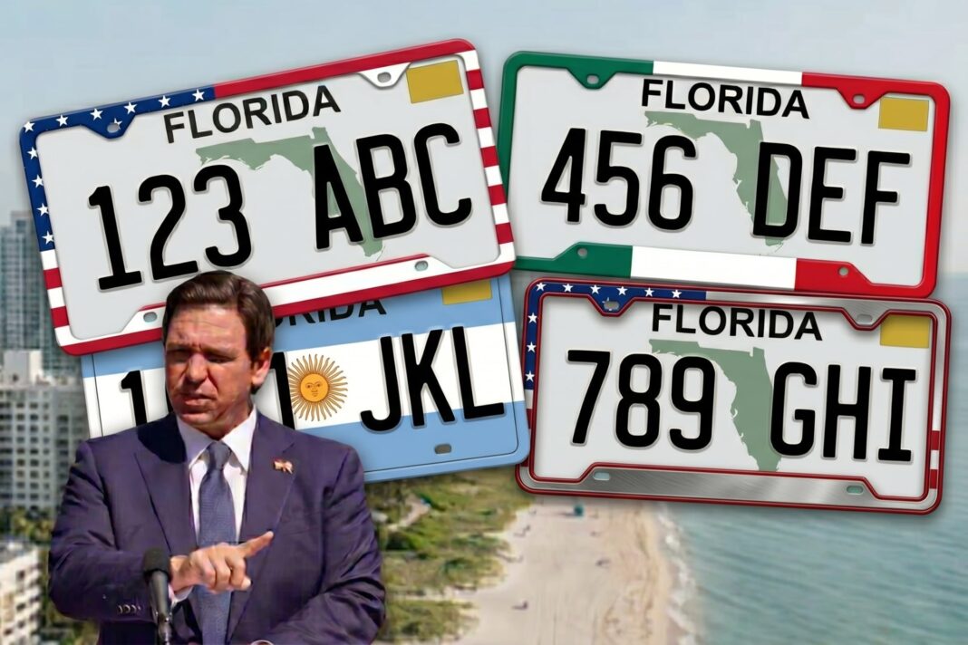 Gobernador Ron DeSantis firma la ley SB 488 sobre placas de vehículos en Florida