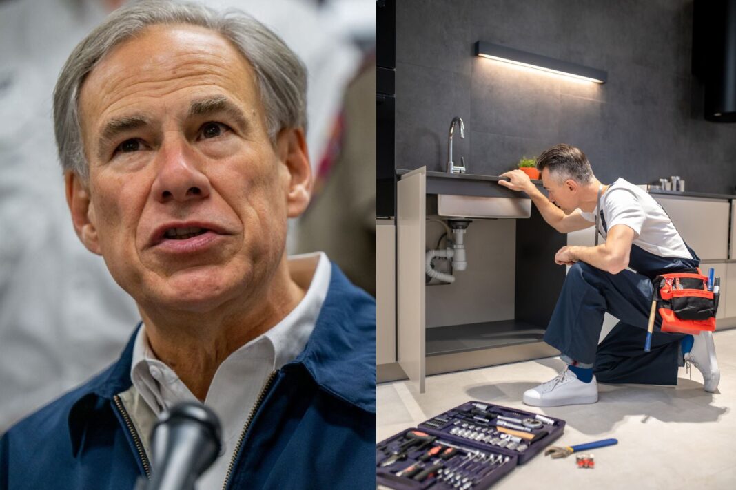 Gobernador Greg Abbott durante visita a centro de capacitación en Texas