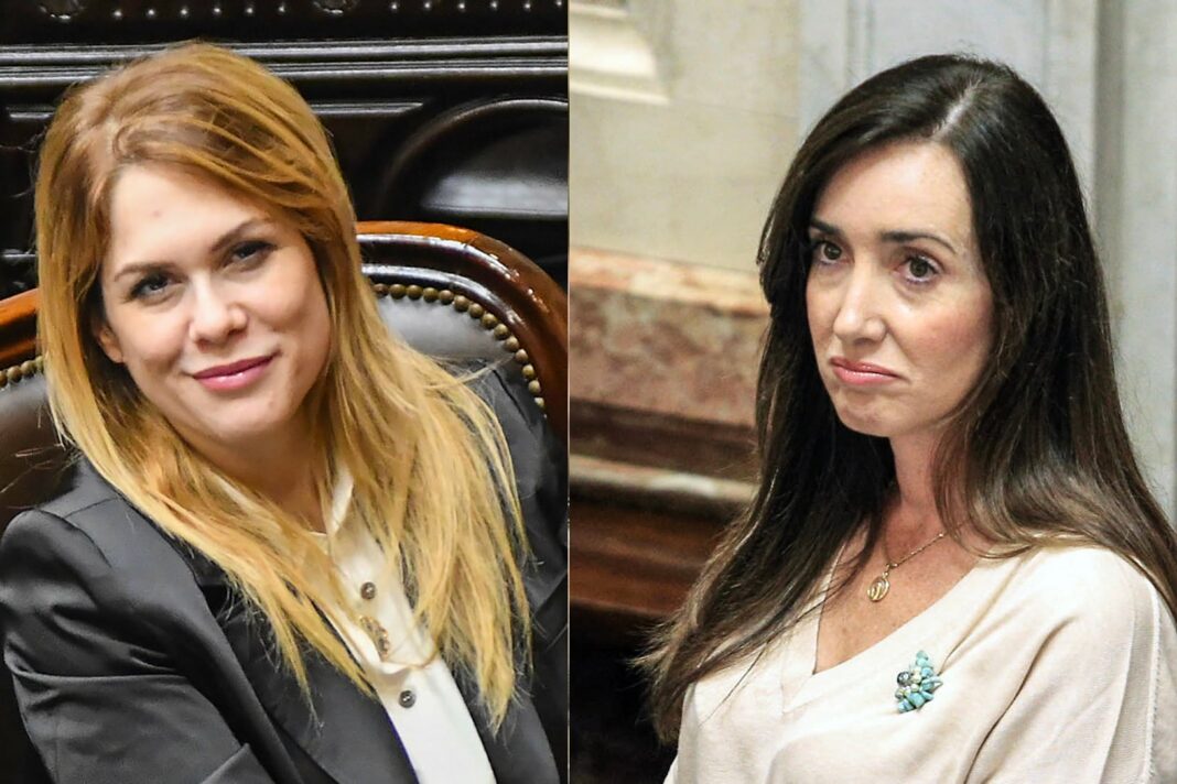 Fotografía de Victoria Villarruel y Lilia Lemoine, en referencia a su intercambio de declaraciones.