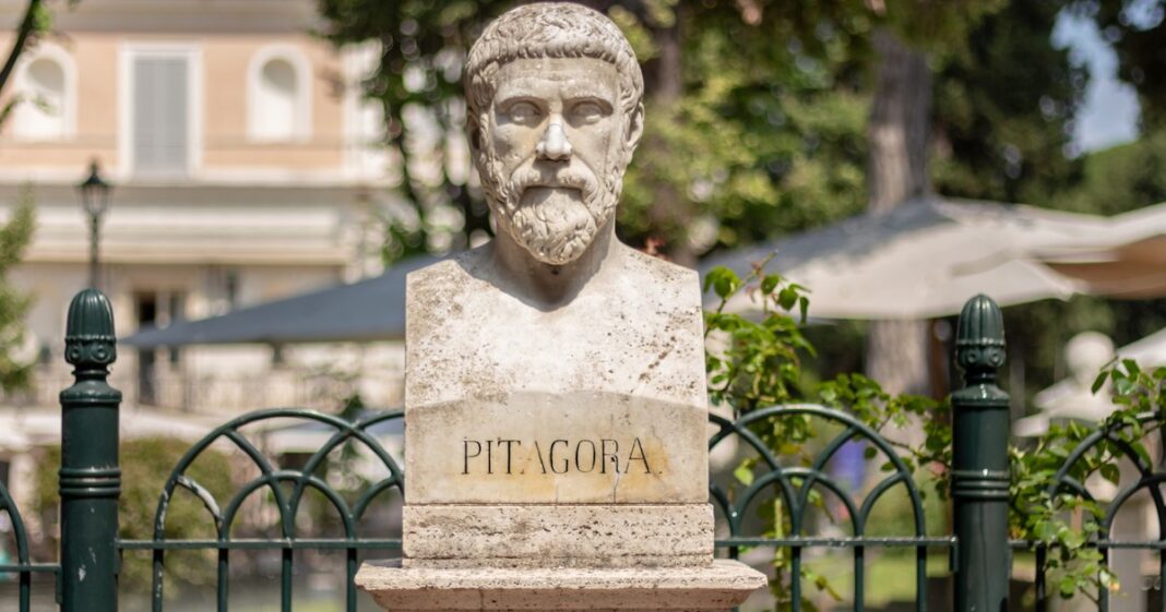 Representación artística del filósofo y matemático griego Pitágoras.