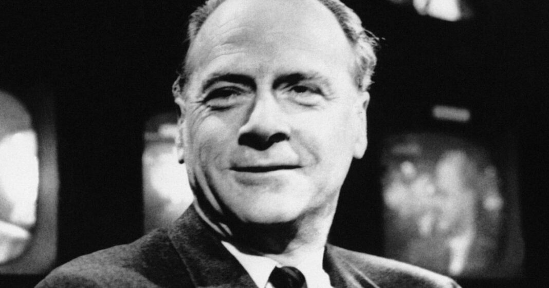 Ilustración de Marshall McLuhan con un corazón y ondas de comunicación