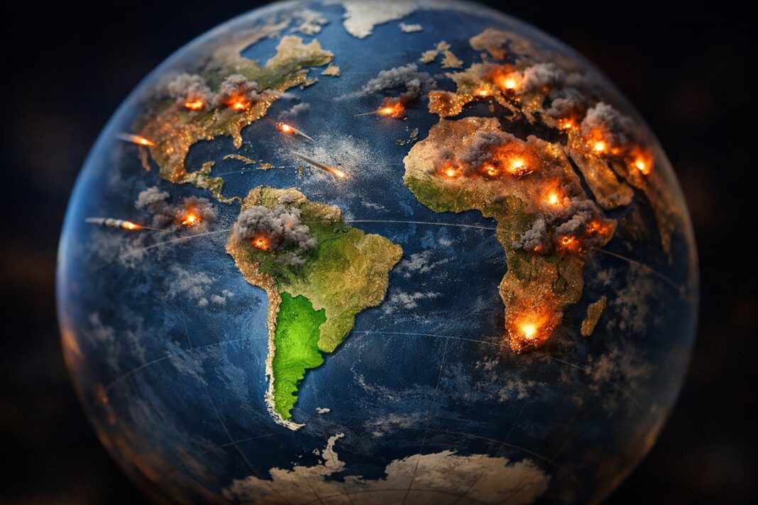 Mapa de Argentina con recursos naturales destacados