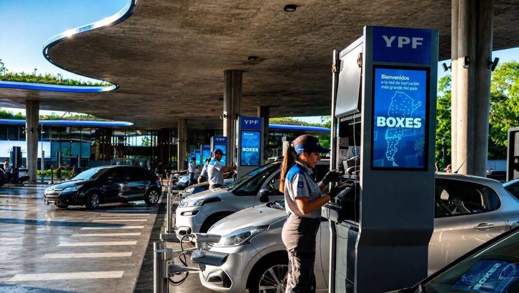 Surtidor de combustible en una estación de servicio en Argentina