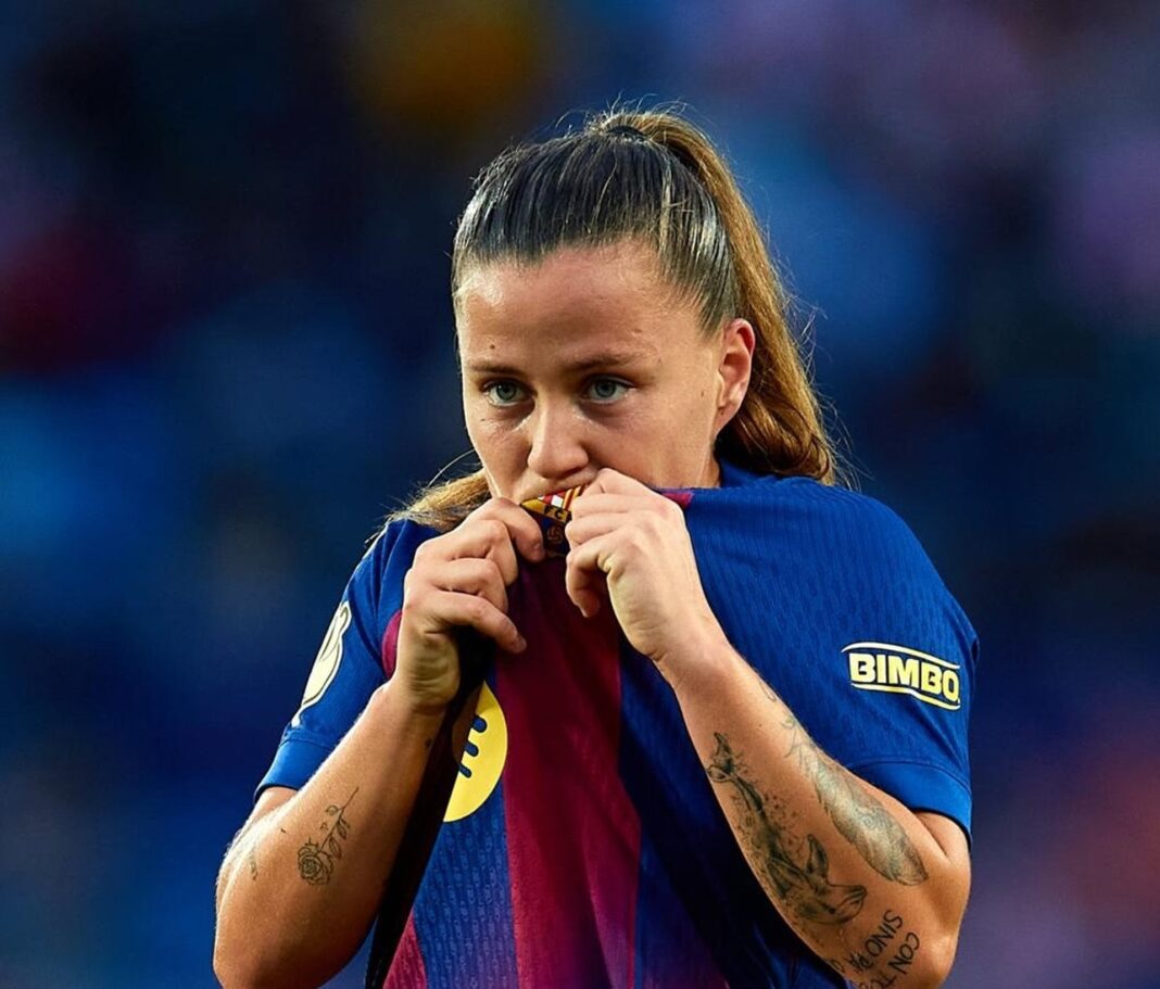 Claudia Pina celebrando el gol en la final de la Copa de la Reina