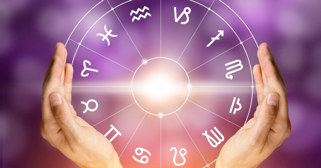 Ilustración de los cuatro elementos del zodiaco: Fuego, Tierra, Aire y Agua con signos representativos