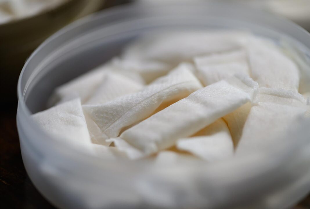 Bolsitas de nicotina sobre una superficie neutra