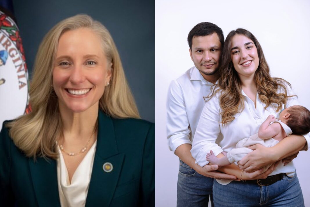 Gobernadora de Virginia Abigail Spanberger anunciando nueva ley de licencias pagadas