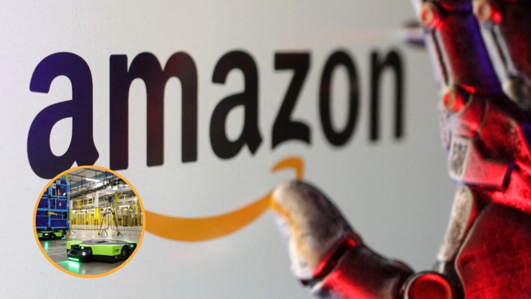 Robot autónomo Proteus de Amazon en un almacén logístico