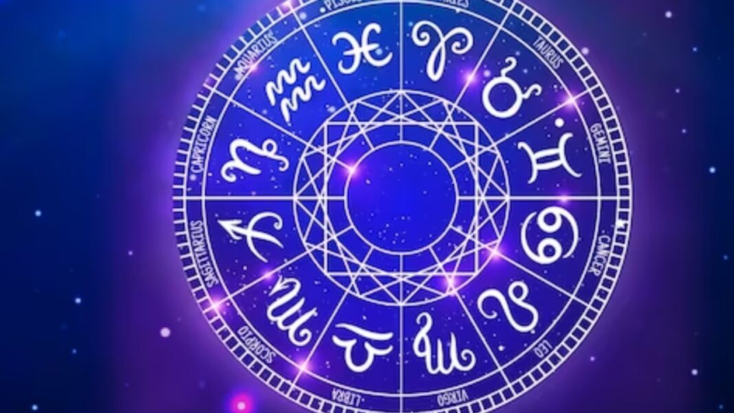 Ilustración de los 12 signos del zodíaco en un círculo