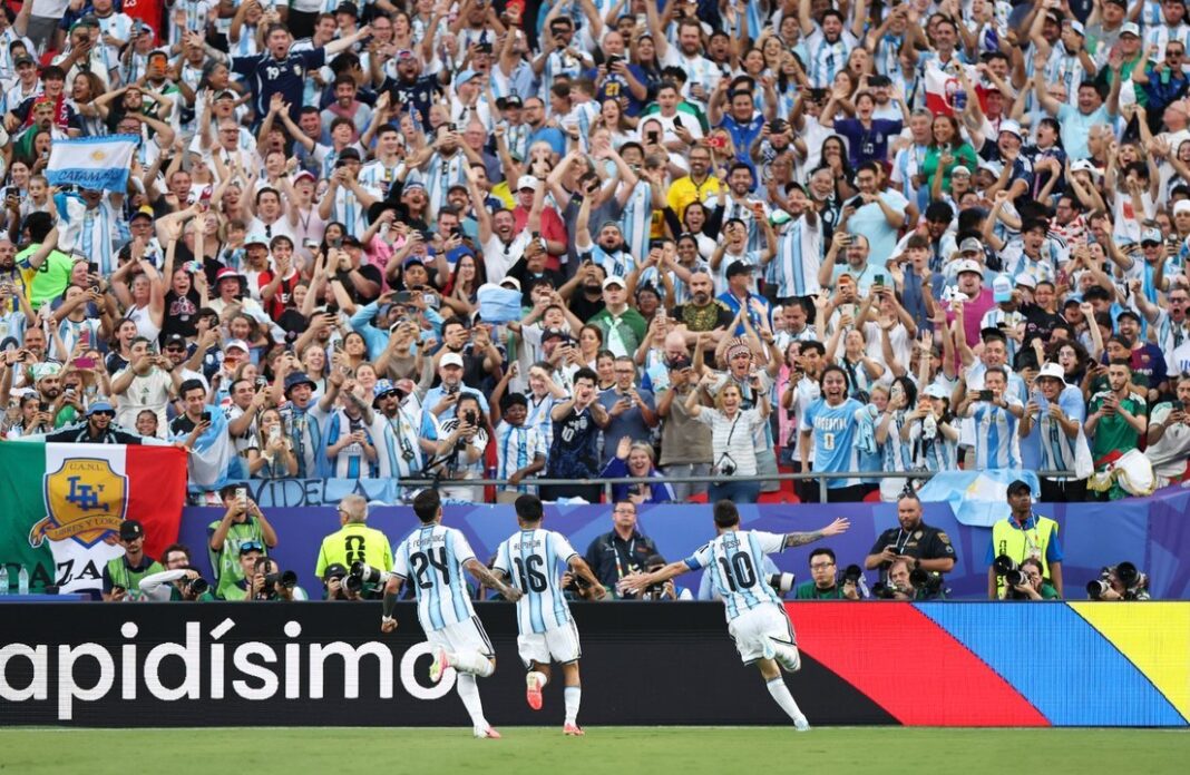 Lionel Messi durante un partido de la Selección argentina