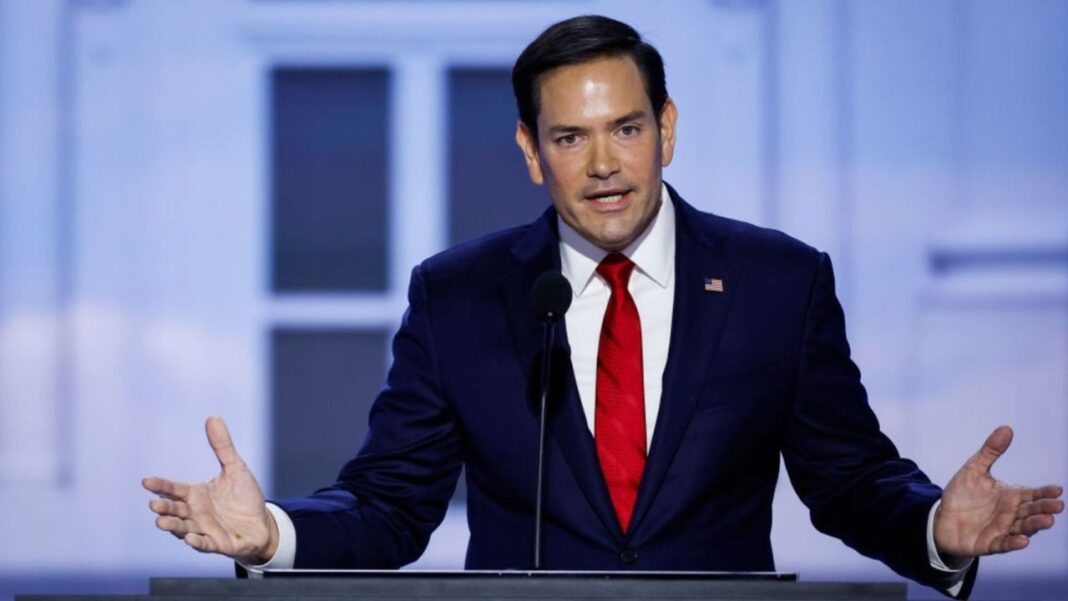 Marco Rubio habla con periodistas en Abu Dabi