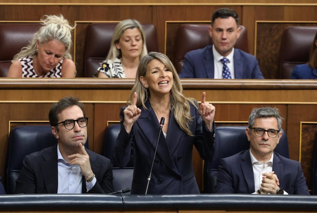Yolanda Díaz durante la sesión de control al Gobierno en el Congreso