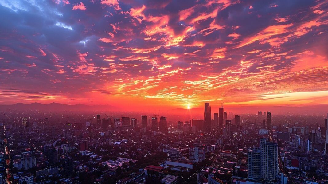 Vista del horizonte de Miami con cielo nublado