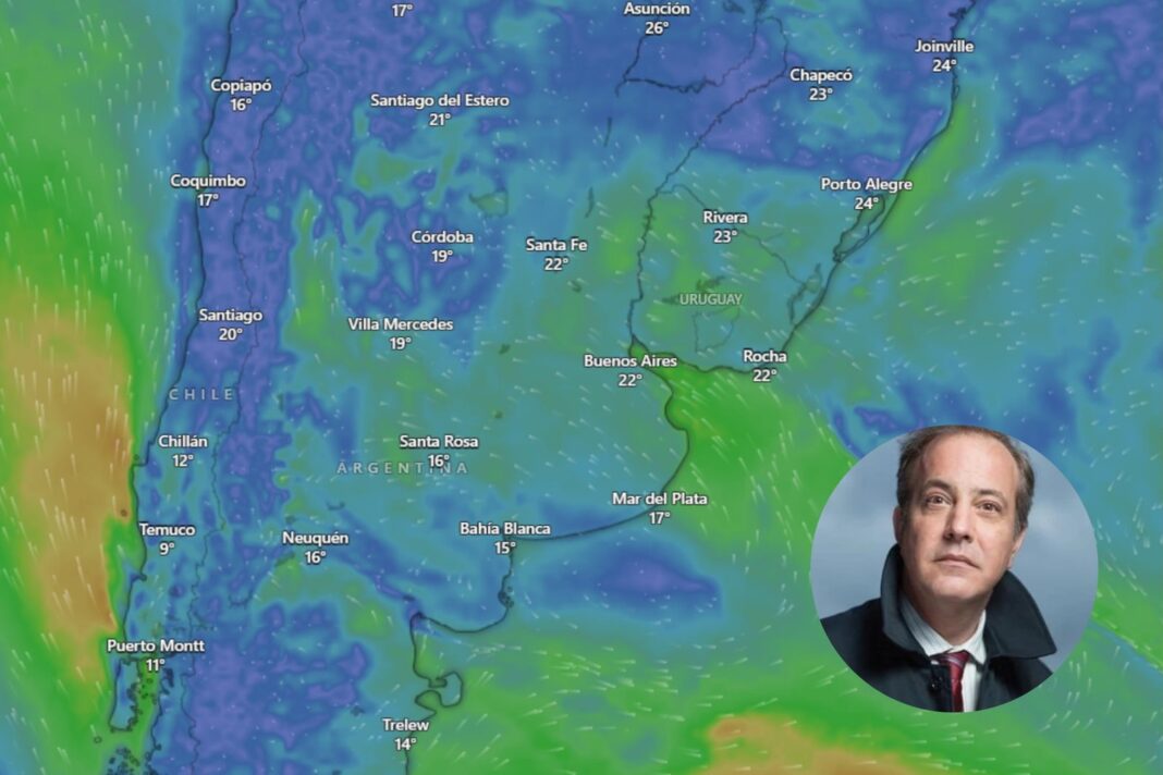 Mapa del clima en el AMBA con sol y nubes