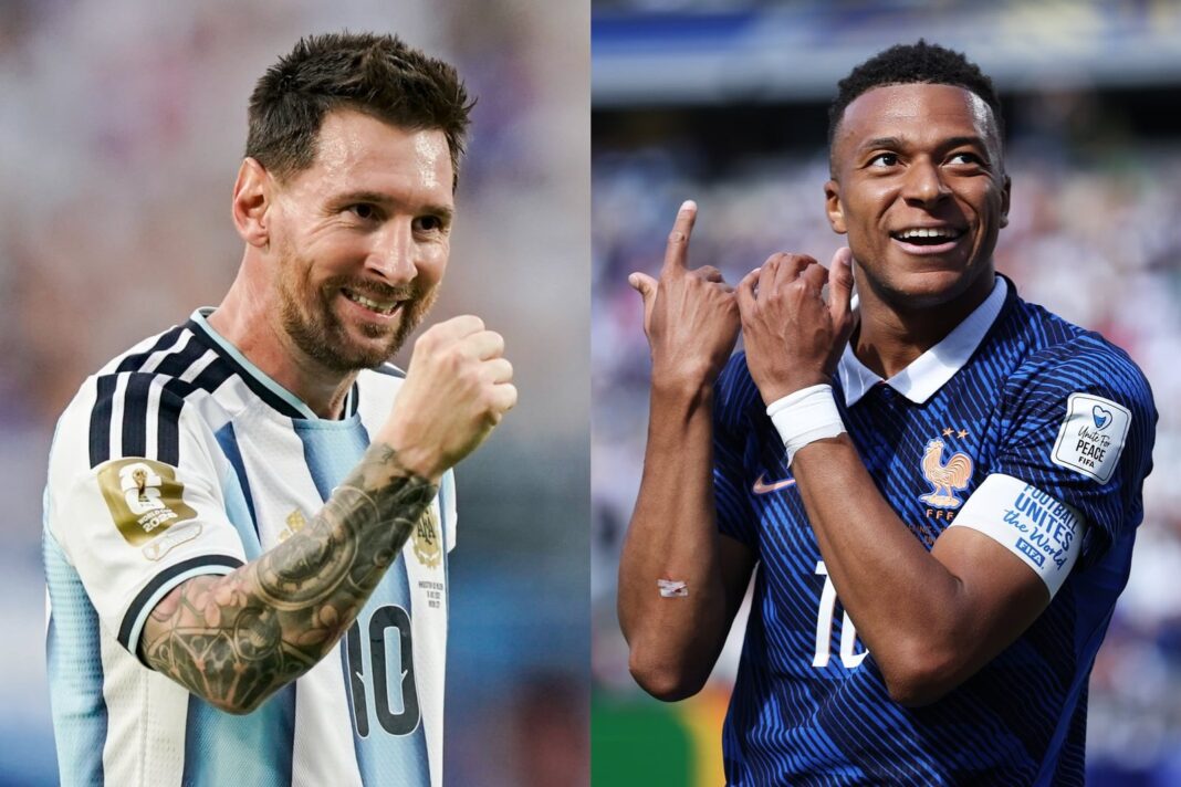 Lionel Messi y Kylian Mbappé en el campo de juego durante el Mundial 2026