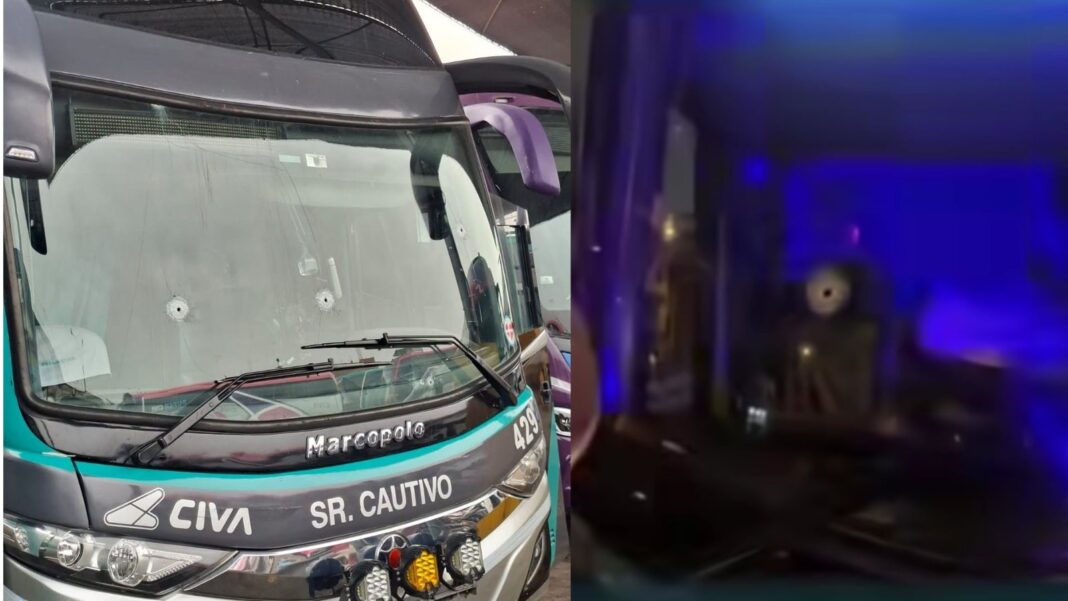 Bus de la empresa Civa con impactos de bala en el parabrisas tras un ataque armado en Lima Norte
