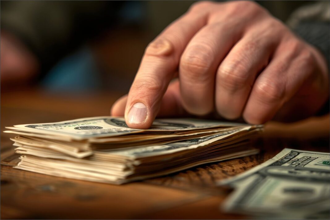 Billetes de dólar sobre una mesa