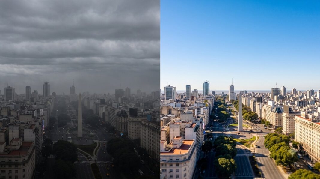 Cielo nublado sobre la Ciudad de Buenos Aires