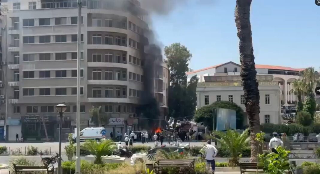 Vista de la zona céntrica de Damasco tras la explosión de dos bombas cerca del hotel Four Seasons