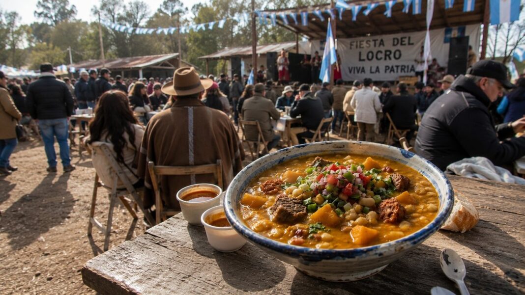 Plato de locro servido en un evento gastronómico al aire libre