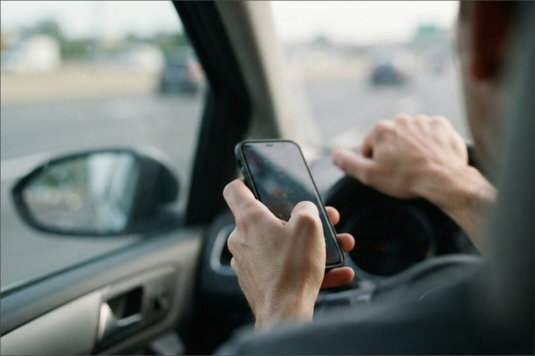 Conductor usando celular al volante en Florida