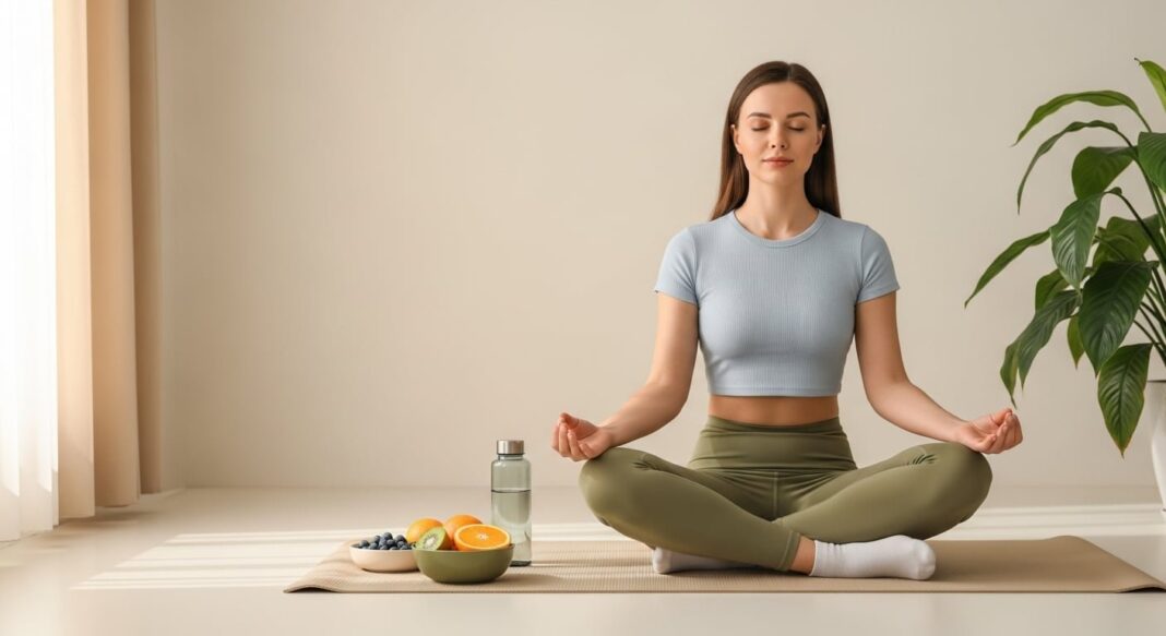 Persona meditando al aire libre