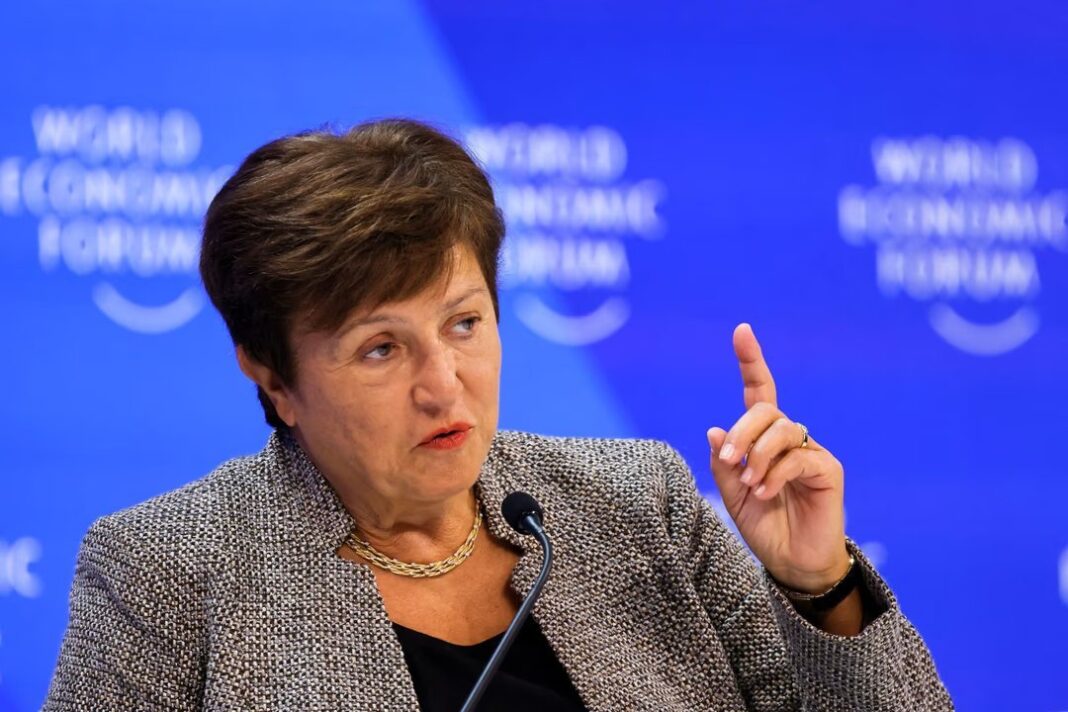 Kristalina Georgieva en conferencia de prensa en Buenos Aires