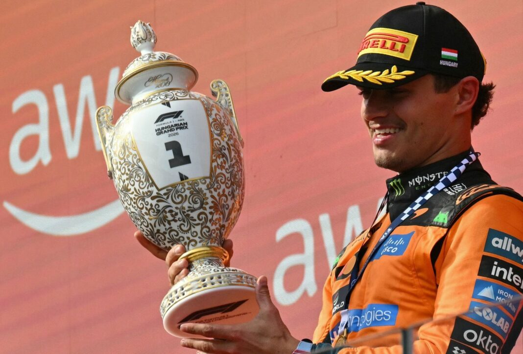 Lando Norris celebrando su victoria en el GP de Hungría 2026 de Fórmula 1