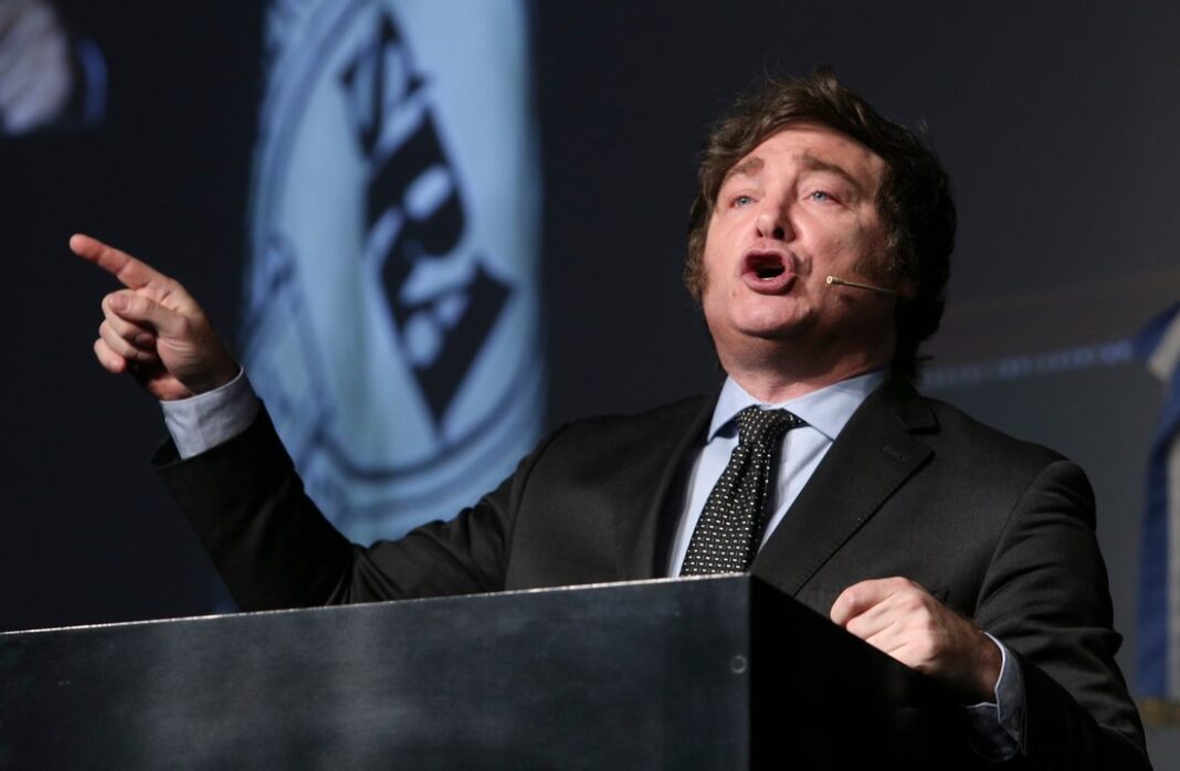 El presidente Javier Milei durante la presentación del proyecto de reforma de la Carta Orgánica del Banco Central
