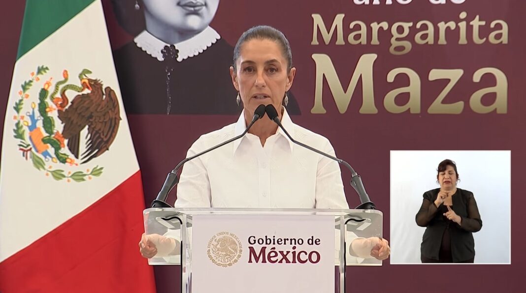 Claudia Sheinbaum durante el anuncio de la beca Rita Cetina en Zacatecas