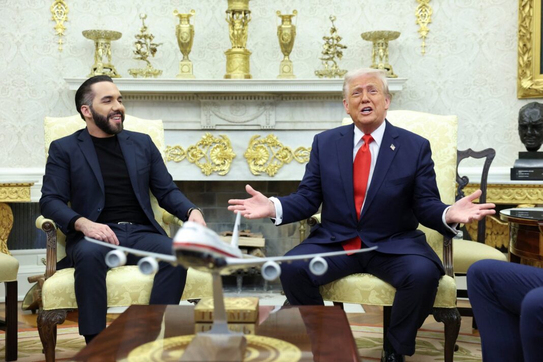 Presidentes Donald Trump y Nayib Bukele en reunión bilateral