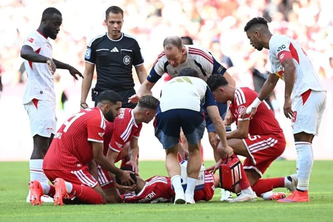 Jamal Musiala durante un partido del Bayern Múnich