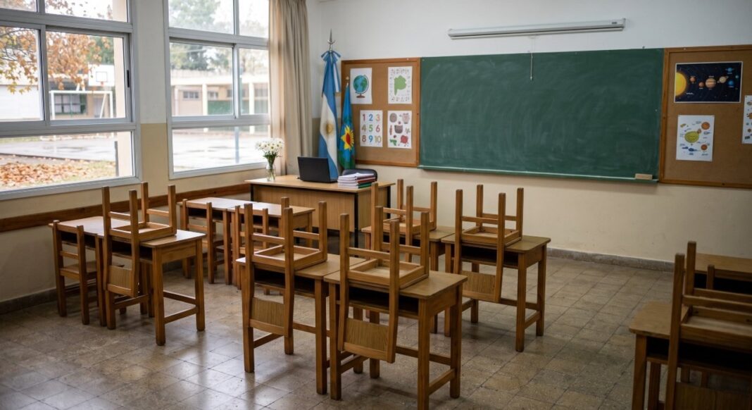 Maestros y alumnos en un aula argentina durante el Día del Maestro