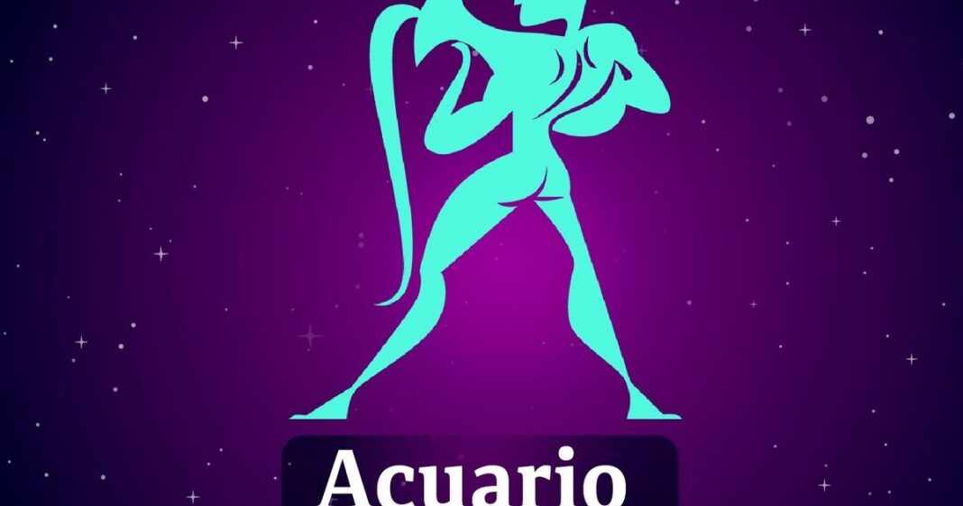 Representación del signo Acuario con elementos astrológicos