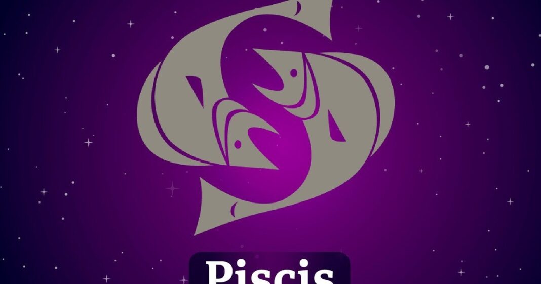 Símbolo de Piscis con fondo de estrellas