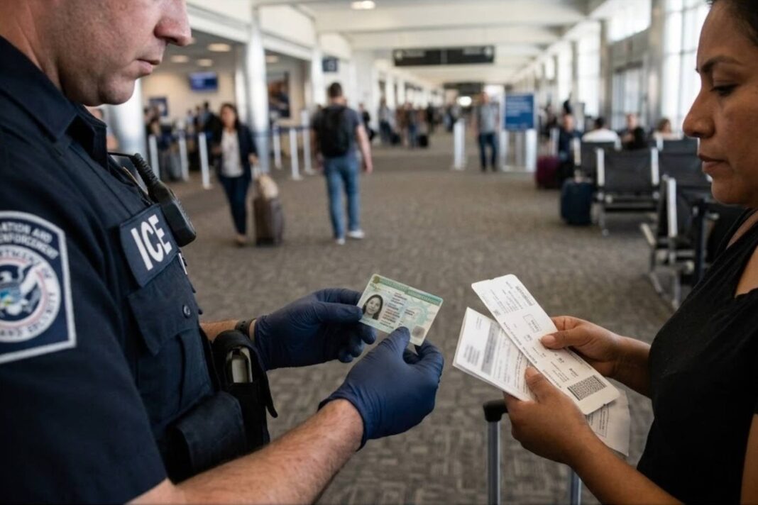 Agente del ICE en un aeropuerto de Estados Unidos