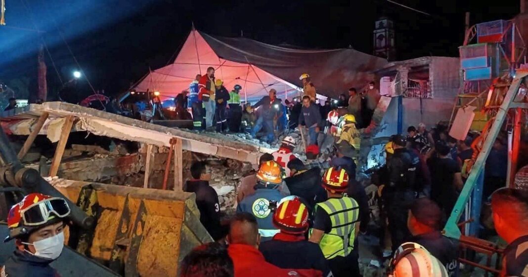 Zona de la explosión en la iglesia de Santa María Canchesdá