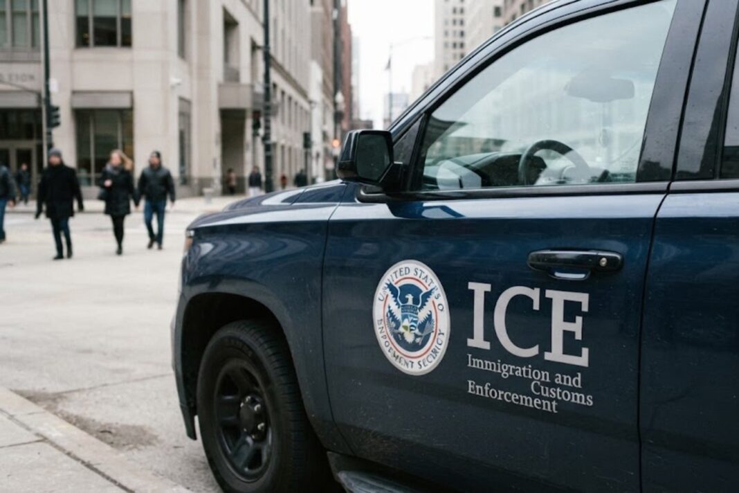 Agentes del Servicio de Inmigración y Control de Aduanas (ICE) en un operativo en Estados Unidos