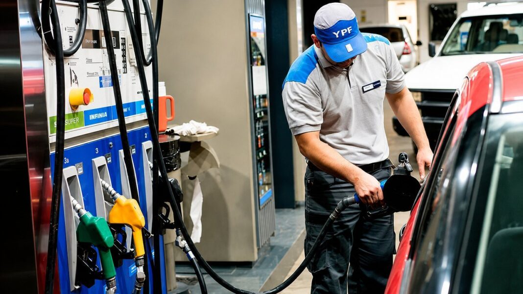 Estación de servicio con surtidores de nafta
