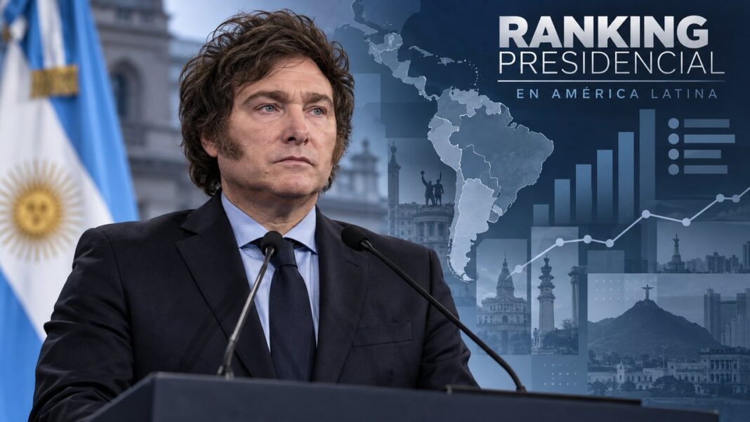 Presidente Javier Milei en el puesto 14 del ranking de imagen positiva de presidentes latinoamericanos según CB Global Data