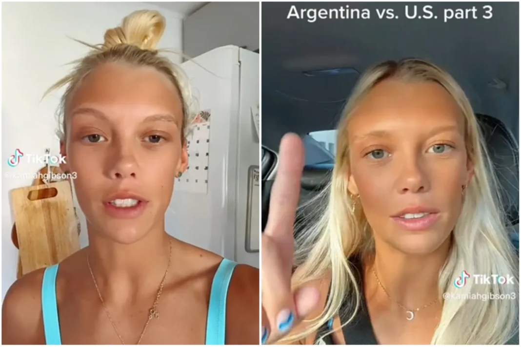 Kamiah Gibson, estudiante estadounidense, durante su visita a la Argentina