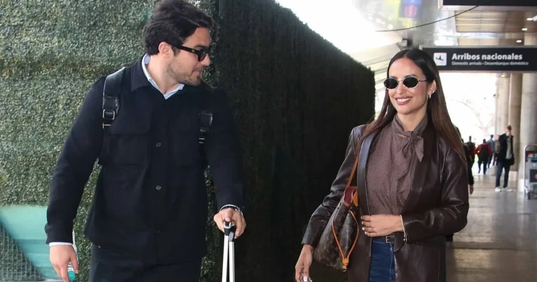 Lourdes Sánchez y Francisco Liotta en Aeroparque