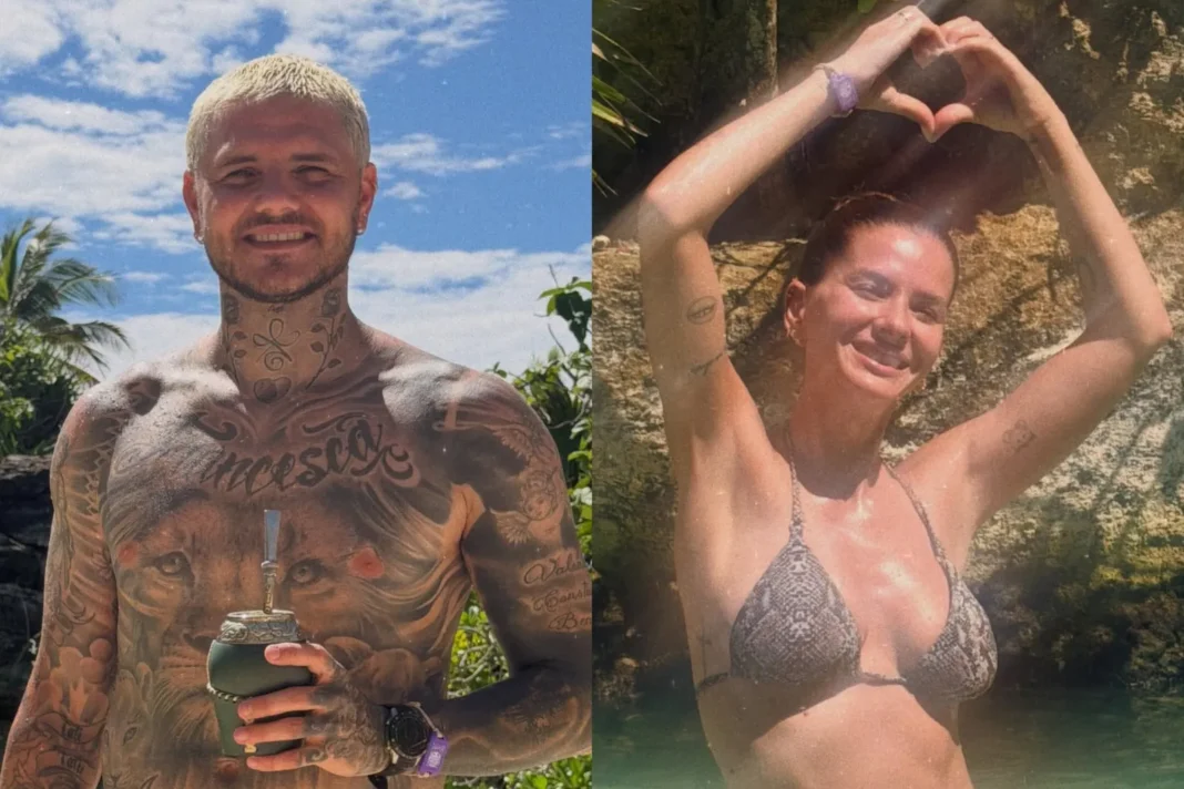 Mauro Icardi y la China Suárez en la playa durante sus vacaciones en México