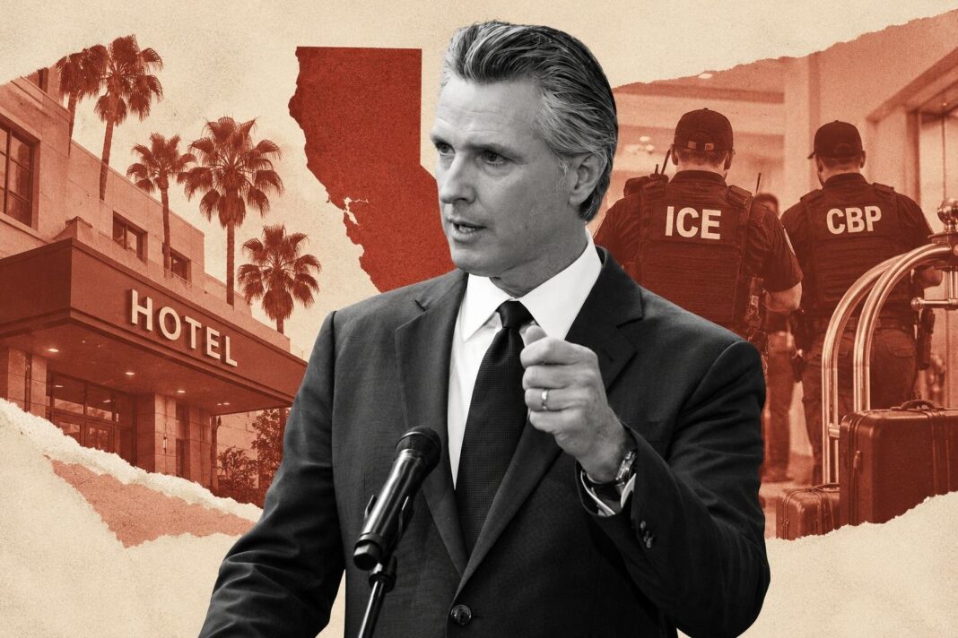 Gobernador de California Gavin Newsom durante una conferencia de prensa