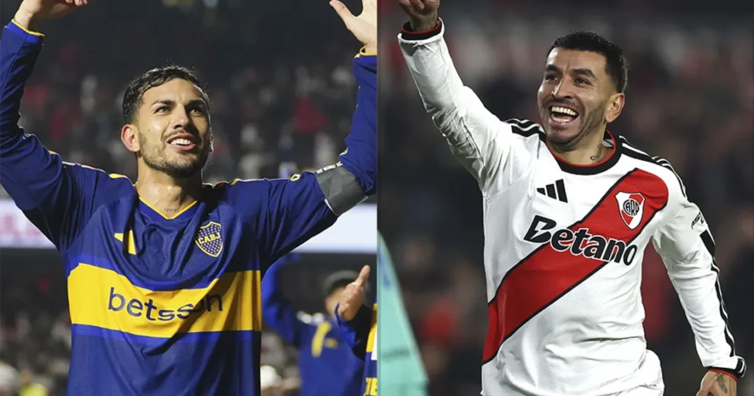 Jugadores de Boca y River en el Superclásico 267 en la Bombonera